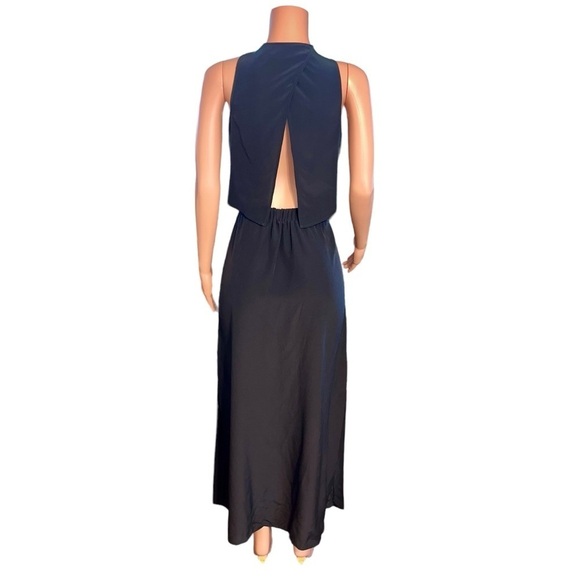 Club Monaco Silk Long Dress Sleeveless Open Back Sz 2 Maxi Skirt Side Slits - Picture 3 of 9